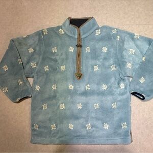 VTG Orage Fleece Quarter Zip Pullover Made in Canada Blue Snowflake Nordic M